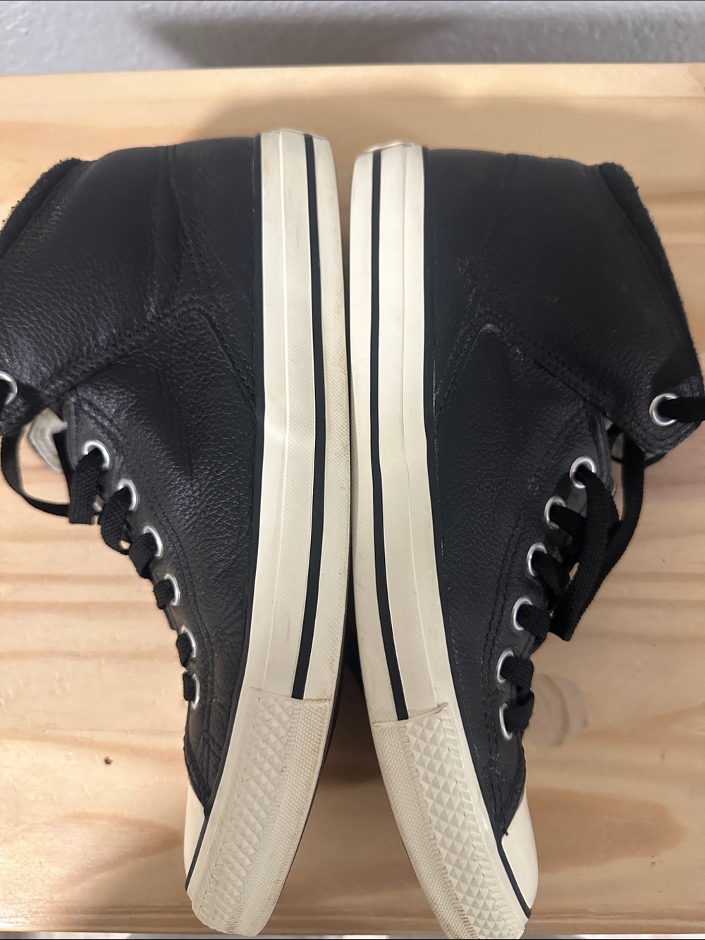 Converse Black High-Top Sneakers with Cream Accents - Picture 4 of 6